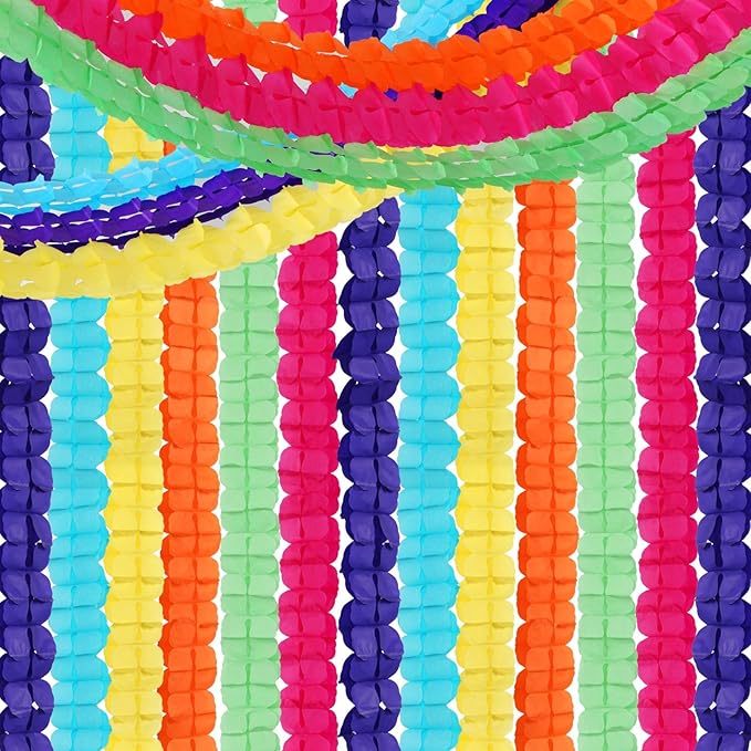 Rainbow Mexican-Theme Party-Decorations Streamers Garland - 157Ft Colorful - Image 7