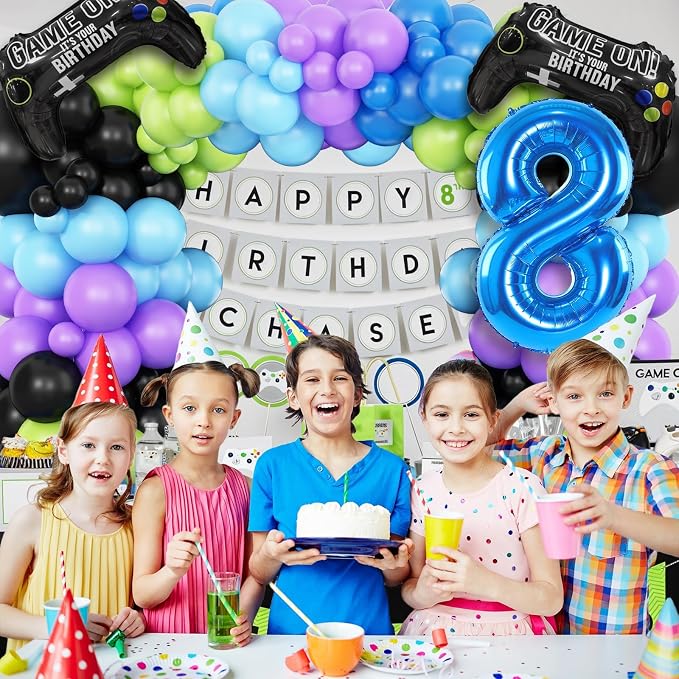 8th Birthday Video Game Balloons Arch Kit, Light Olive Green, Video Game Themed - Image 7