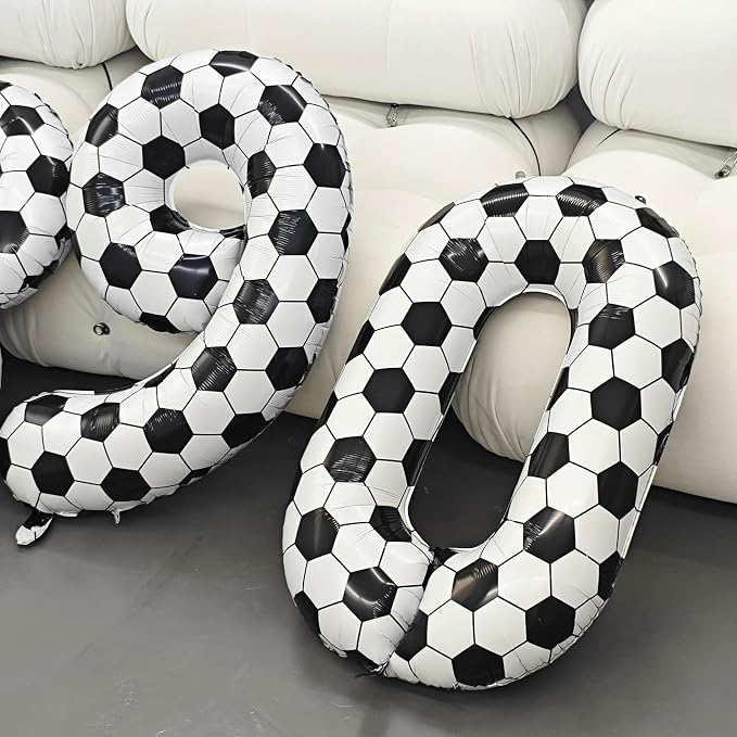 Black White Soccer Number 3 Balloon 3nd Birthday Decoration 40in 3 Balloon | - Image 6