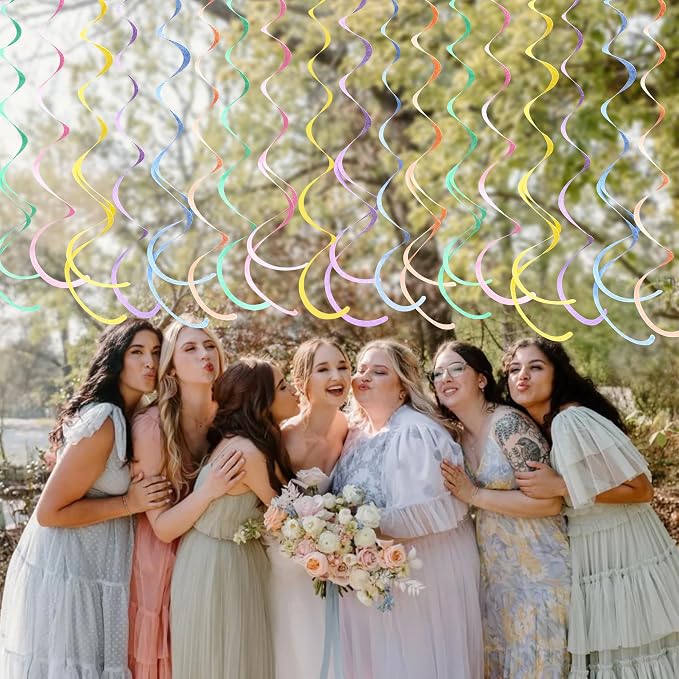 36 Pcs Pastel Hanging Swirl Decorations Pastel Color Felt Swirl Streamer Spiral - Image 7