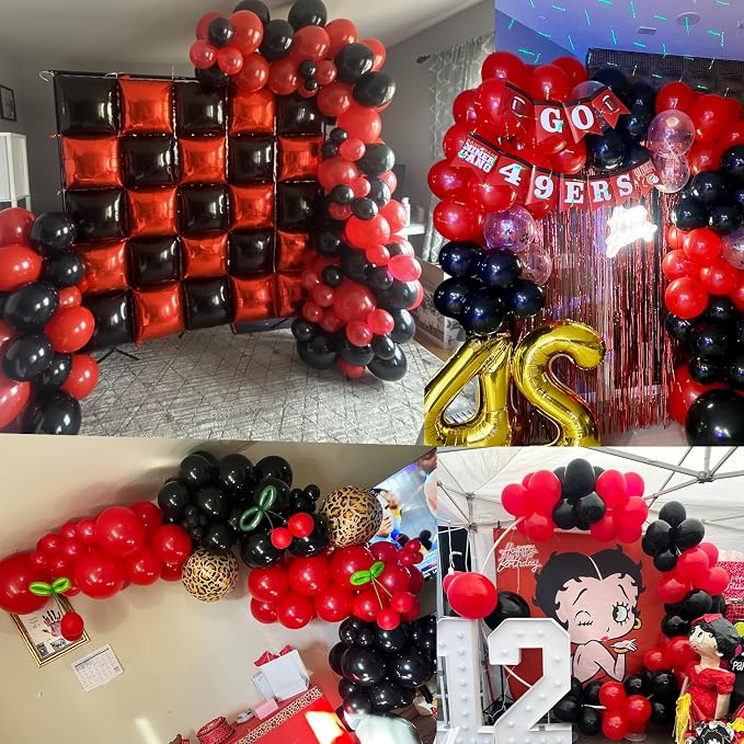 110pcs Red and Black Balloons Garland Arch Kit, 18/12/10/5 Inch Balloons | - Image 7