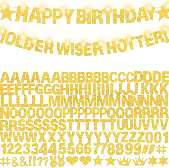 175Pcs DIY Glitter Customizable Banner Kit Custom Banner Happy Birthday - Image 9