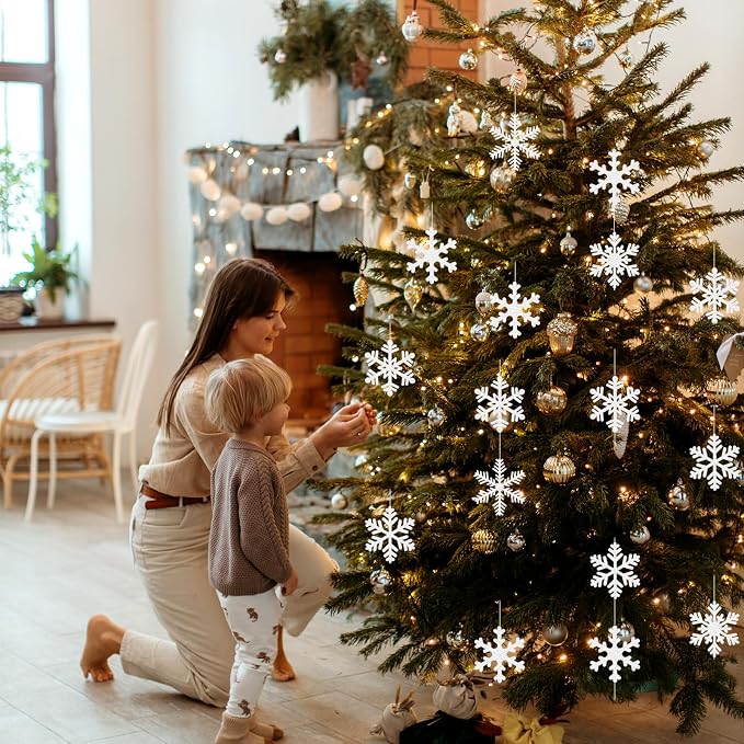 Snowflake Snow White-Silver Christmas Party-Decorations Garland - Image 7