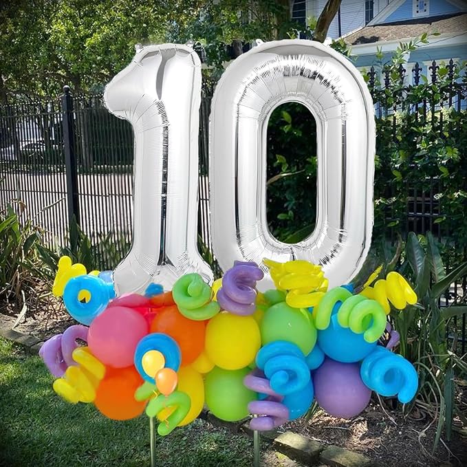 Number Balloons Silver Party Balloon - Image 6