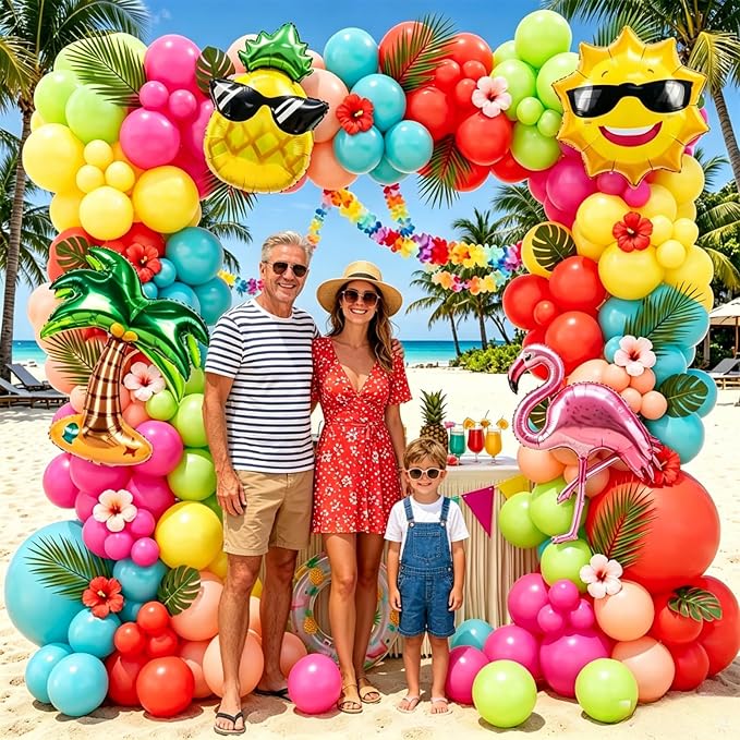 161pcs Summer Tropical Balloon Arch Garland Kit -Hot Pink Red Orange Green - Image 6