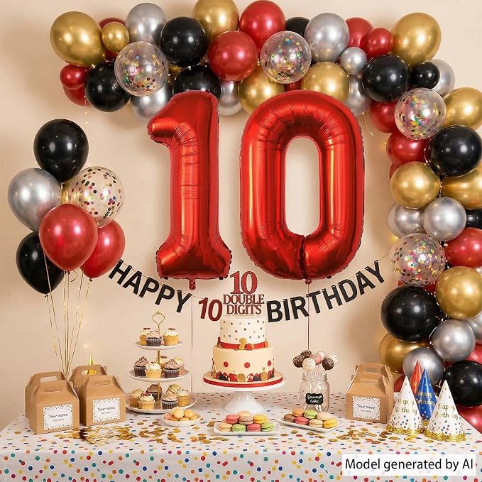 Red Number 10 Balloon 40 Inch, Foil Numeral - Image 7