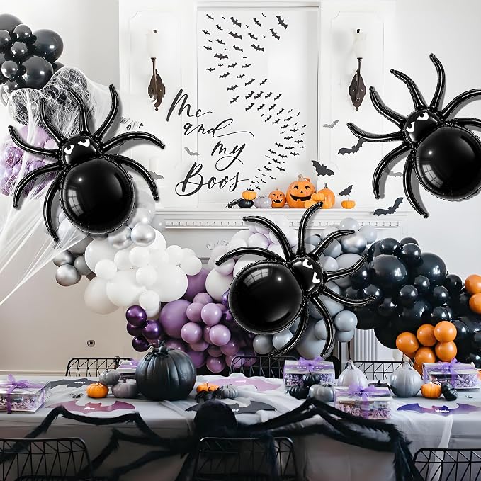 33inch Spider Foil Balloons Halloween Balloons Spider Party Decorations | Black - Image 7