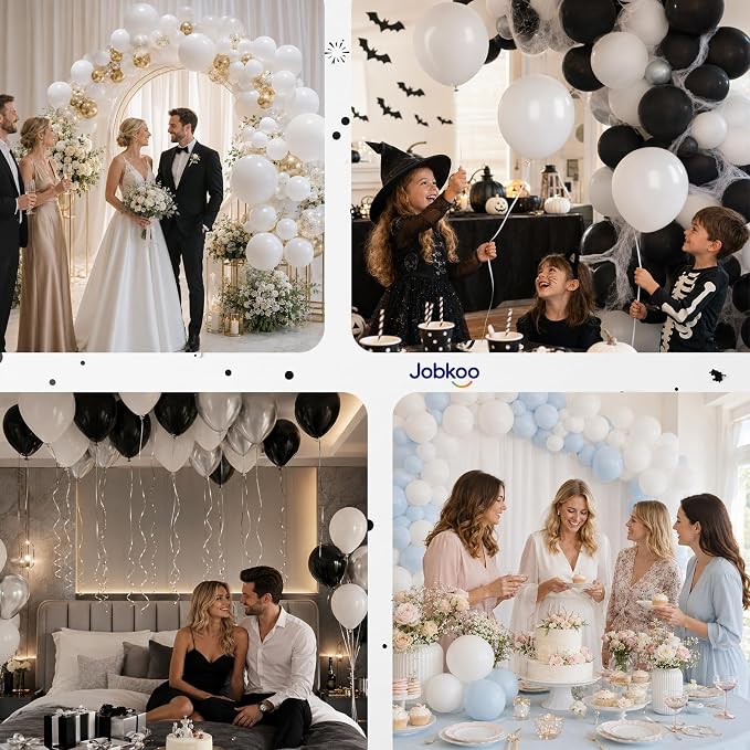 Jobkoo White Balloons 50Pcs 12 Inch Wedding Bridal Engagement Latex Balloon | - Image 7