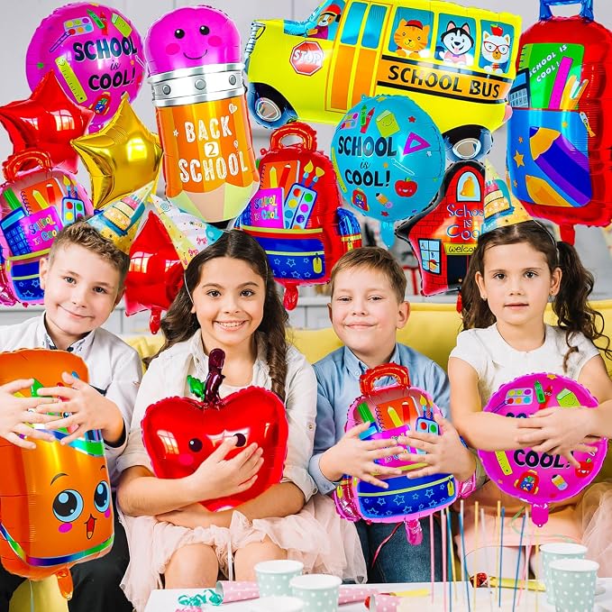 38 Pcs Back to School Balloons, School Helium Mylar Balloon, Apple Pencil - Image 7