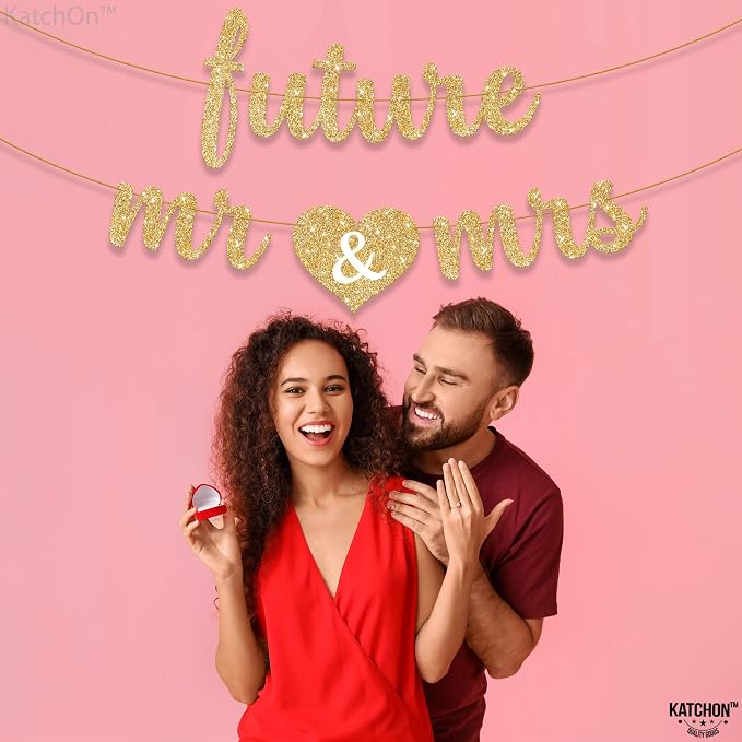 KatchOn Glitter Future Mr & Mrs Banner 10 Ft Bachelorette Party Decorations | - Image 9