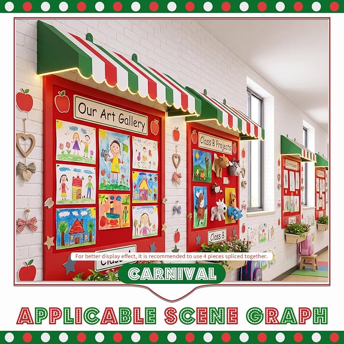 Boao 4 Pack 3D Striped Italian Awning Decorations, Carnival Carnival Display - Image 8