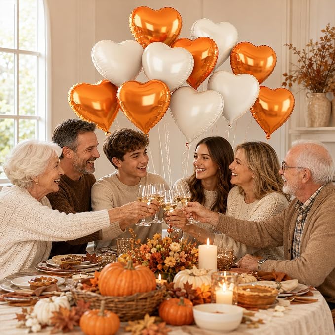 Orange White Heart Foil Balloons 18Inch - Image 5