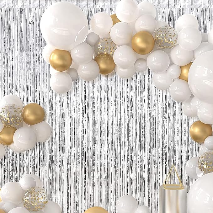 30 Pack Silver Foil Fringe Curtain Backdrop, 3.3x8.2 Feet Metallic Tinsel - Image 7