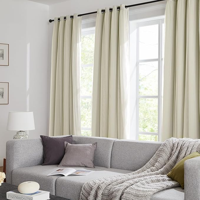 100% Blackout Curtains for Bedroom, Double Layer Beige Curtains, Room Darkening - Image 9