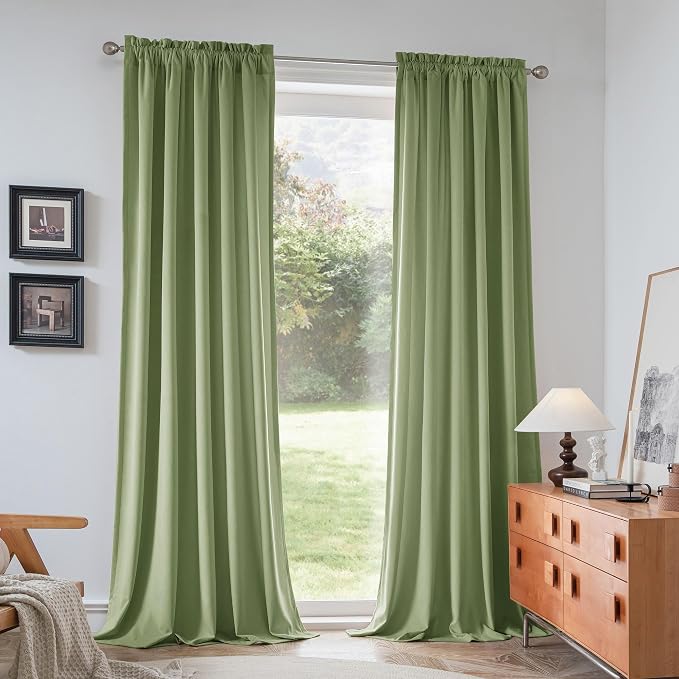 Beauoop Sage Green Velvet Curtains - Image 9