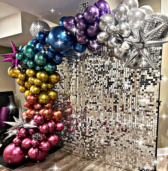 161pcs Shiny Chrome Balloon Garland Arch Kit Retro Disco Dance Party Decorations - Image 7