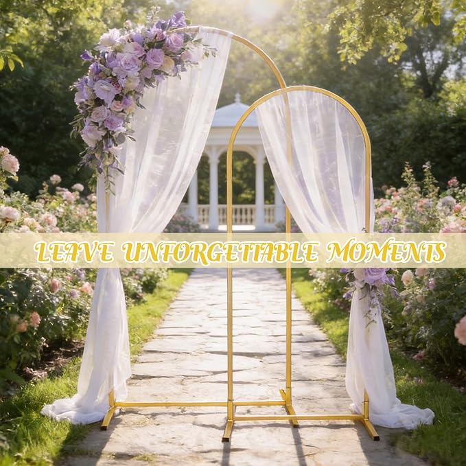 Gold Metal Arch Backdrop Stand 2 Set 7.2FT, 6.6FT Wedding Arch Stand Arched - Image 7