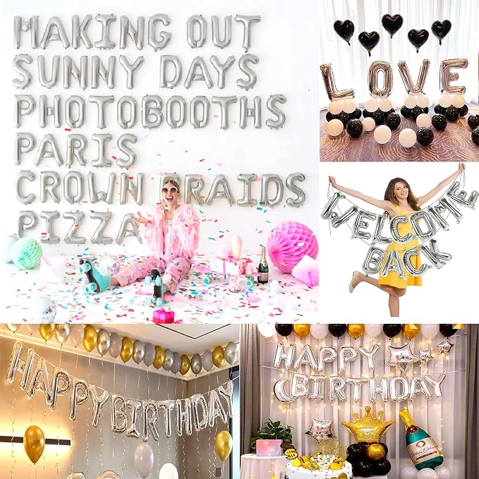 Happy Birthday Balloon Banner Custom Phrase Balloons letter 16 inch - Image 7