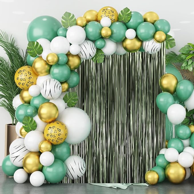 Voircoloria Dark Green Foil Fringe Backdrop Curtains, 3 Pack | Tinsel Streamers - Image 7