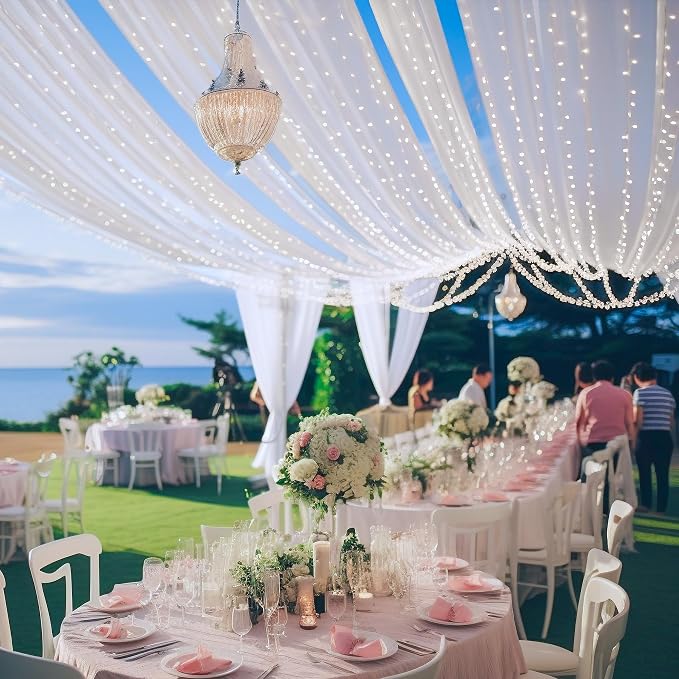 6 Panels White Ceiling Drapes - Image 7
