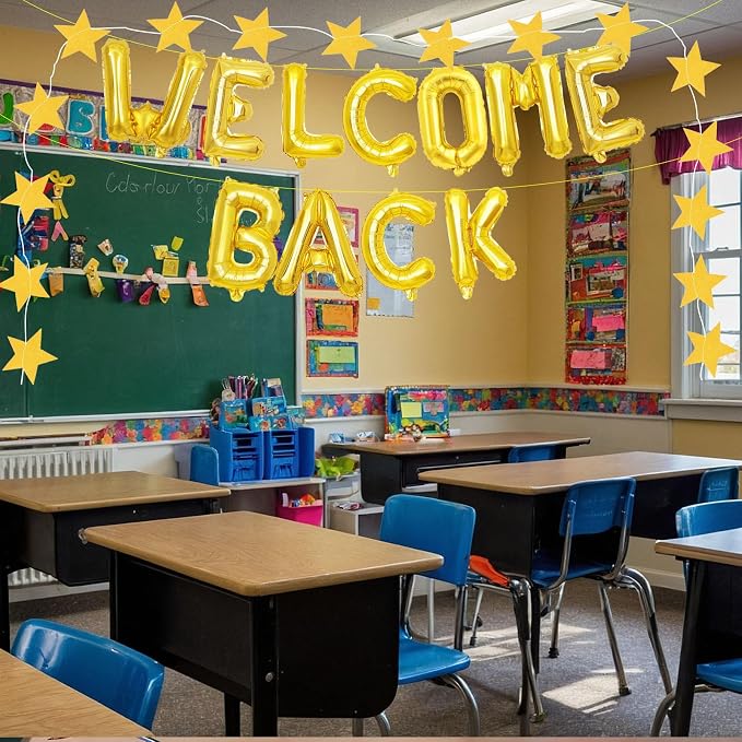 16 Inch Gold 'WELCOME BACK' Balloon Banner, Mylar Letter Balloons - Image 6