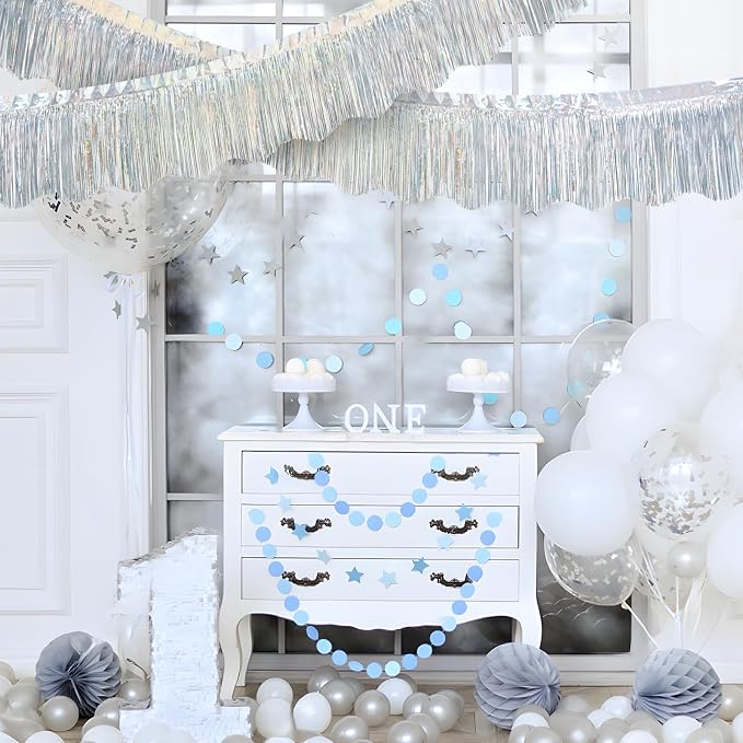 LOLStar Silver Foil Fringe Tinsel Garland, Tinsel Streamers Banner, 6 Pack | - Image 9