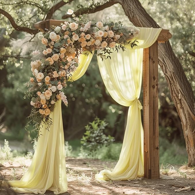 Beige Wedding Arch Draping Fabric Backdrop Drapes Sheer 4 Panels | 28.7"x20FT - Image 7