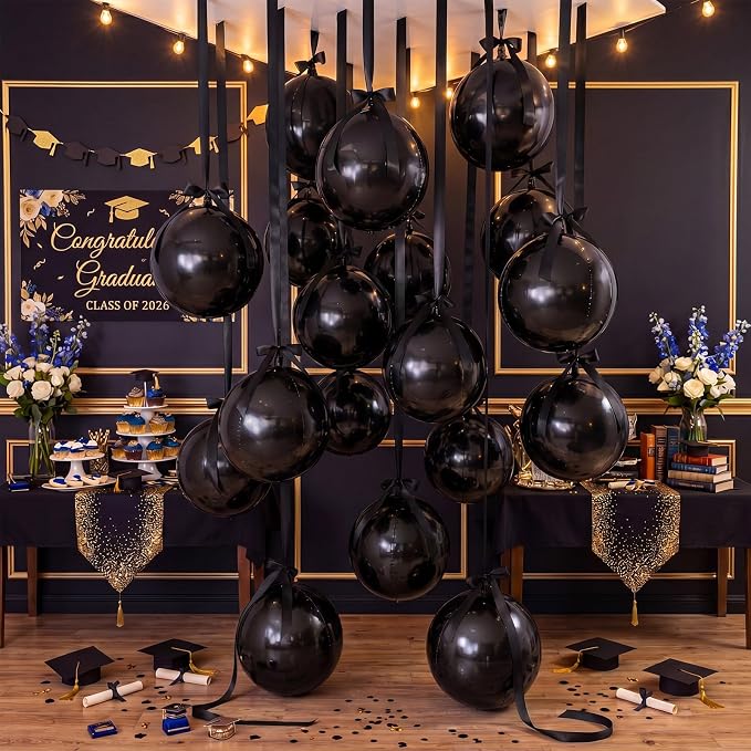 20 Pcs Metallic Black Foil Balloons Giant 22 Inch 4d Round Metallic Balloons - Image 7