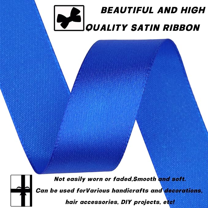 7/8 Inch 30 Yards Blue Satin Craft Ribbon-Single Face Polyester Ribbon - Image 3