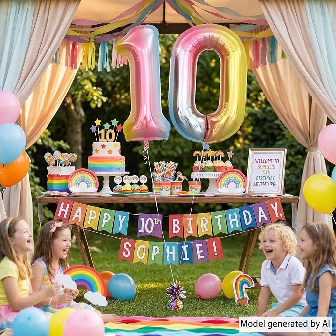 Rainbow Ombre Number 0 Balloon 40 Inch, Pastel Foil - Image 7
