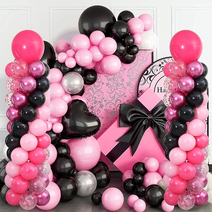 Hot Pink and Black Balloon Column Stand Kit Set of 2 - Image 9