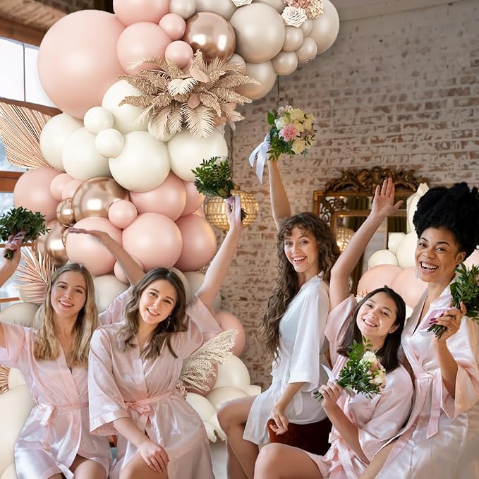 Pink White Balloon Arch Kit, Boho Balloon Garland - Image 7