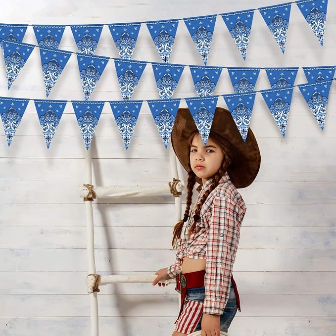 Boao 5 Pack Western Cowboy Party Decorations Bandana Pennant Banner Wild West - Image 7