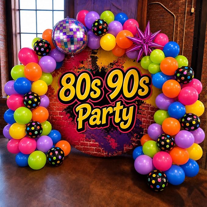 Neon Balloons, 12Inch Disco Rainbow Balloons, Hot Pink Blue Green Orange Purple - Image 8