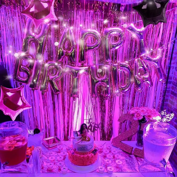 CANREVEL Happy Birthday Banner Decorations + Sign Balloons, Hot Pink | 13pcs 16 - Image 5