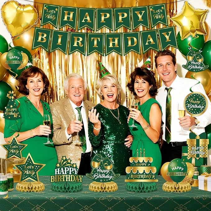 Green Gold Birthday Decorations Set - Image 7