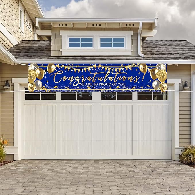 Graduation Decoration Banner Blue and Gold Graduation 2026 Banner Sign Gold - Image 7