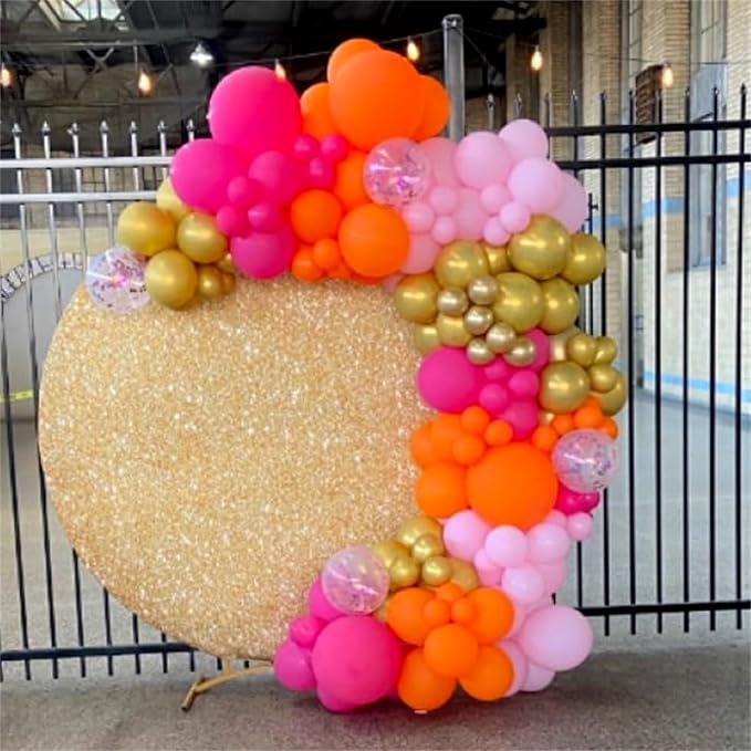 Pink and Orange Balloons Arch Kit, Pastel Gold Balloon - Image 7