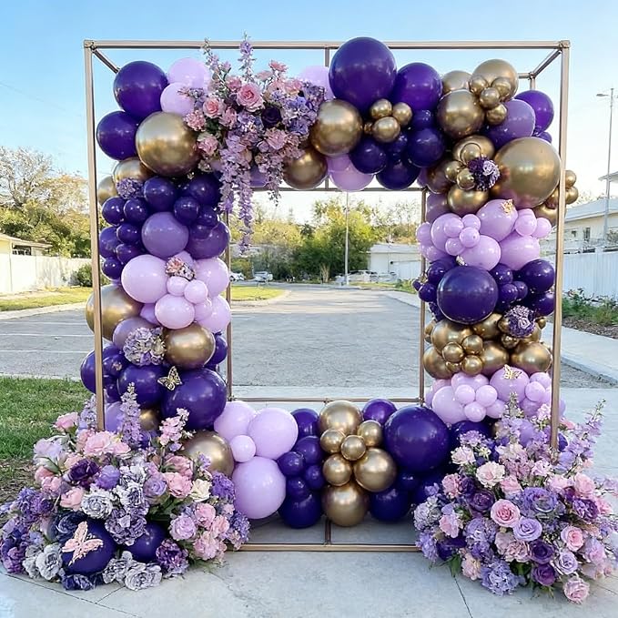 103pcs Purple and Gold Balloon Garland Arch Kit, 18/12/10/5 Inch Metallic Gold - Image 6