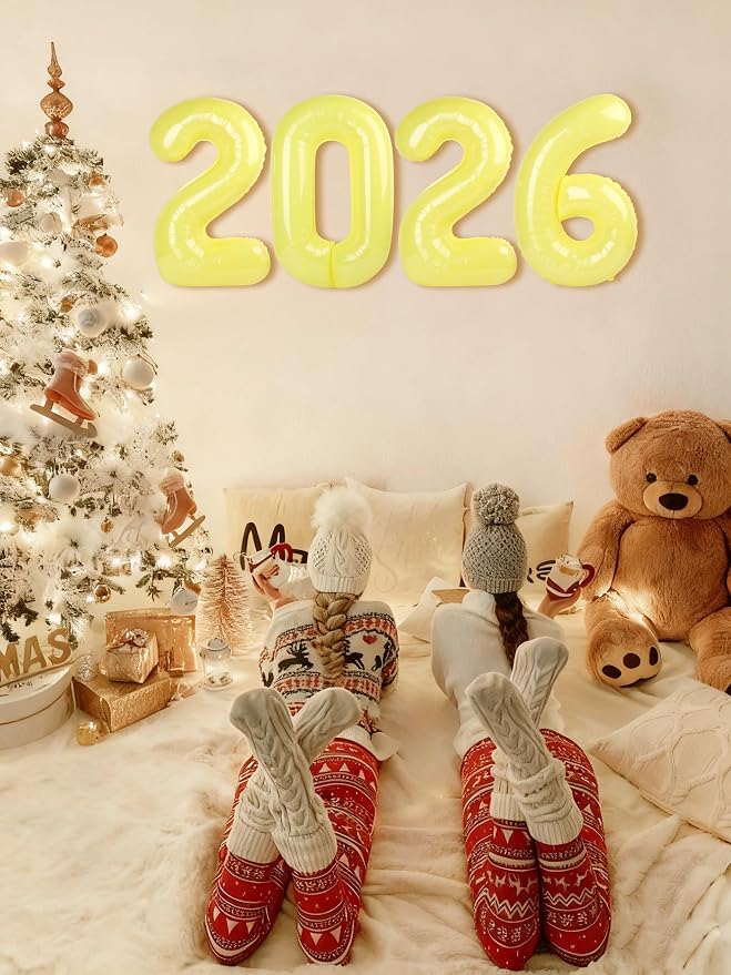 Yellow 2026 Number Balloon 40 Inch, Foil Balloons 2026 New Years Eve Party - Image 4