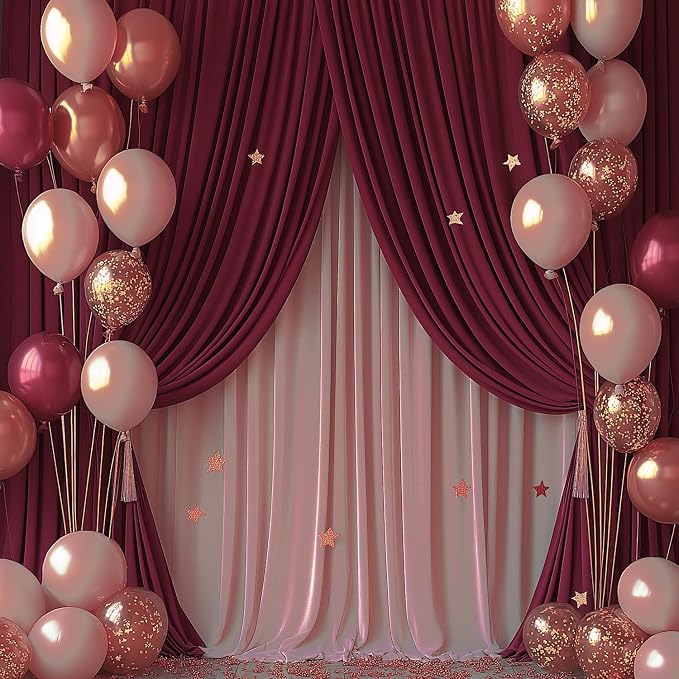 ESGOTBME 10x10ft Wrinkle Free Burgundy Backdrop Curtain - Image 9