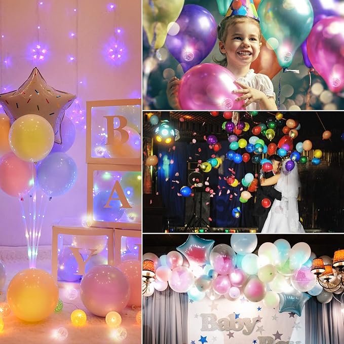100pcs Multicolor LED Balloon Lights, Rainbow Colored Round Led Flash Mini Ball - Image 6