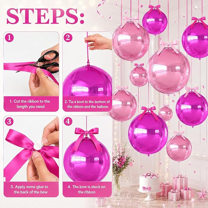 Hot Pink Light Pink Round Foil Balloons - Image 8