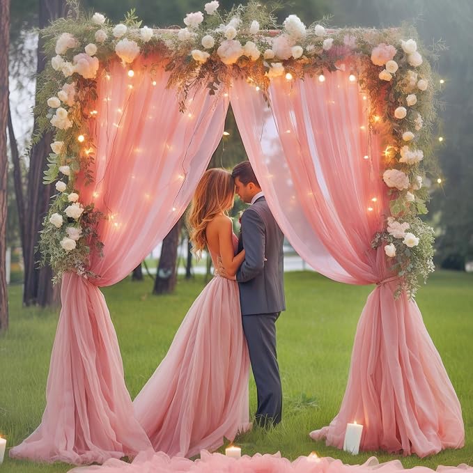 20x10ft Dusty Rose Tulle Backdrop Curtain - Image 8