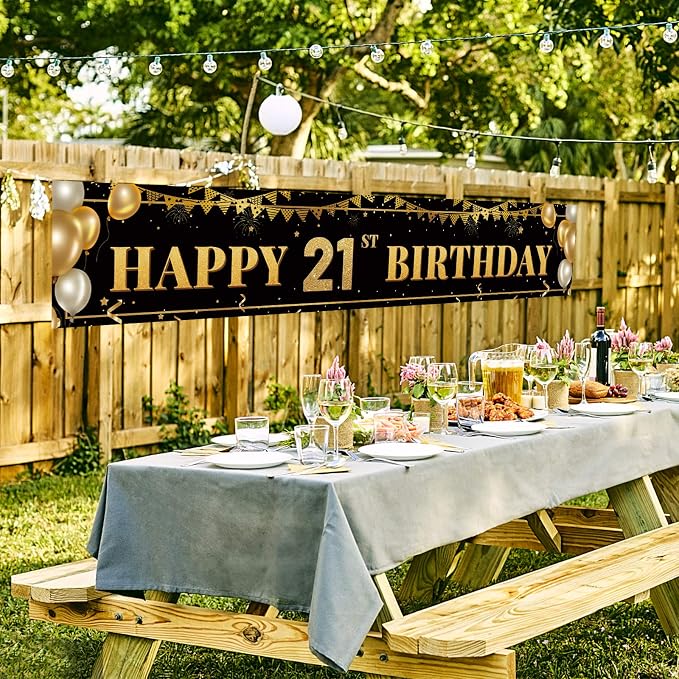 Large Happy 21st Birthday Decoration Banner, 21st Party Decorations Supplies - Image 7