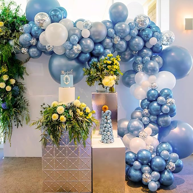 PartyWoo Metallic Light Blue Balloons 50pcs Metallic Baby Blue Color | Balloons - Image 7