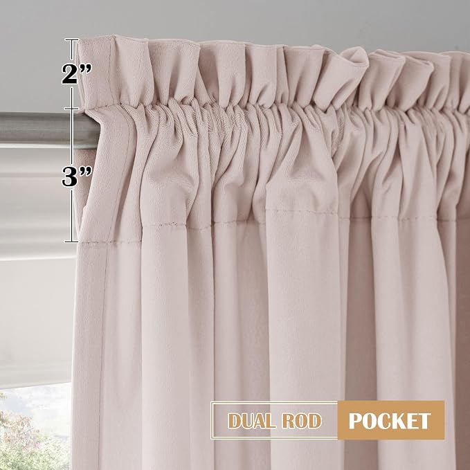 Beauoop Velvet Curtains for Bedroom Living Room Pink 52x96 2 Panels | Soft - Image 9