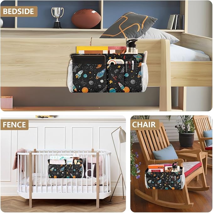 Bedside Caddy Metal Frame Hanging Organizer Bunk Bed Dorm Accessories Hook And - Image 8