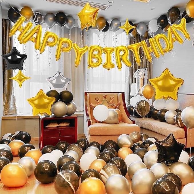 CANREVEL Happy Birthday Banner Decorations + Sign Balloons, - Image 6