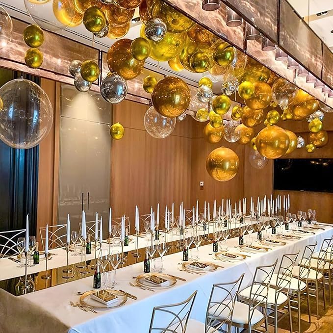 PartyWoo Metallic Gold Large Giant Foil 4D Balloons 20pcs Different Sizes | 22 - Image 6